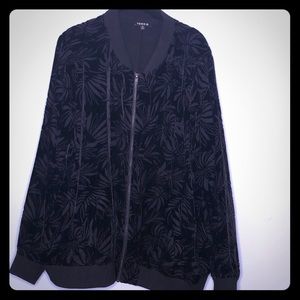 Torrid velour crepe bomber style jacket black 3X